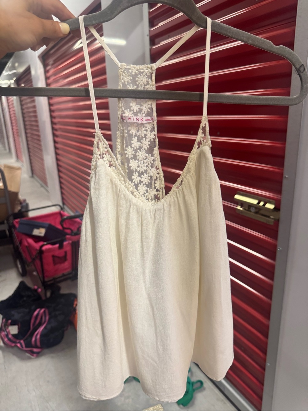 Wink Cream Floral Lace-Back Camisole